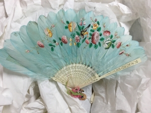 Blue feathers with painted flowers